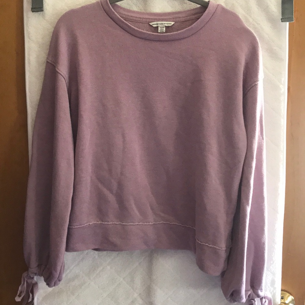 american eagle tie sleeve crew neck sweatshirt